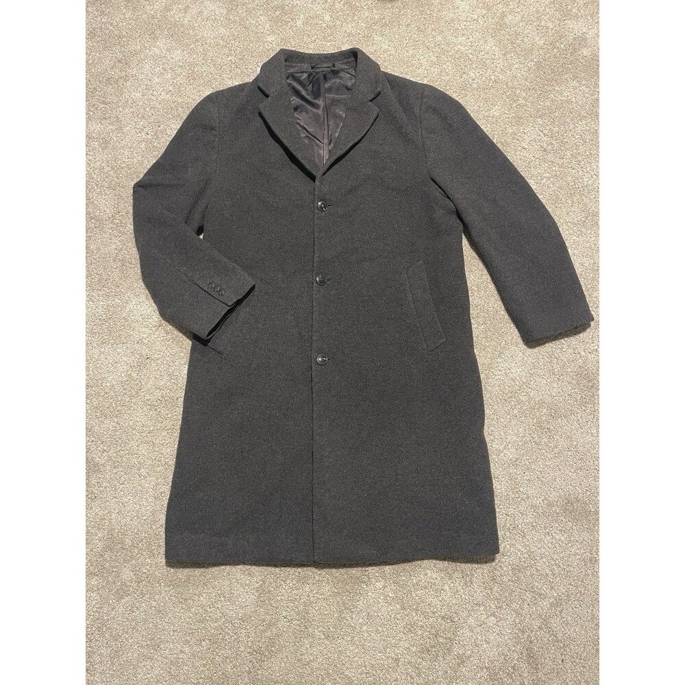 Lauren Ralph Lauren Trench Coat Mens 44L Gray Wool Blend Overcoat